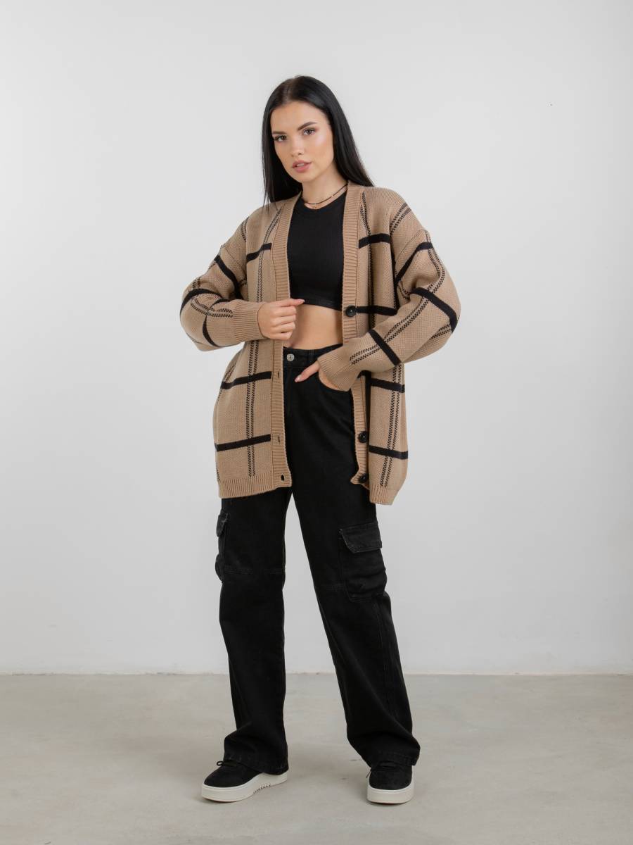 

Кардиган «Аваллон» із геометричним візерунком ROMASHKA пісочний, Песочный, Аваллон