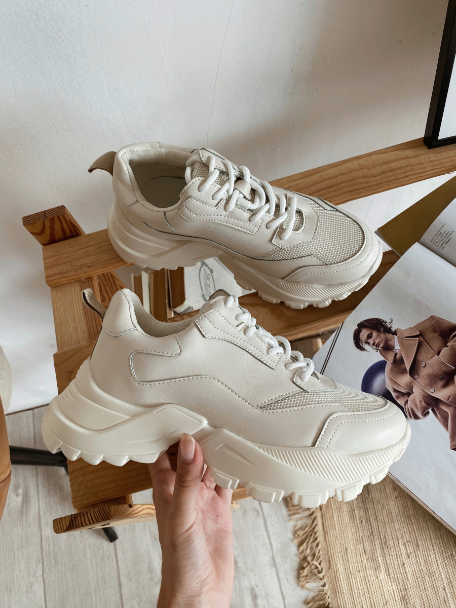 

Кросівки з рифленою масивною підошвою бежеві, Бежевый, Ла-Рошель