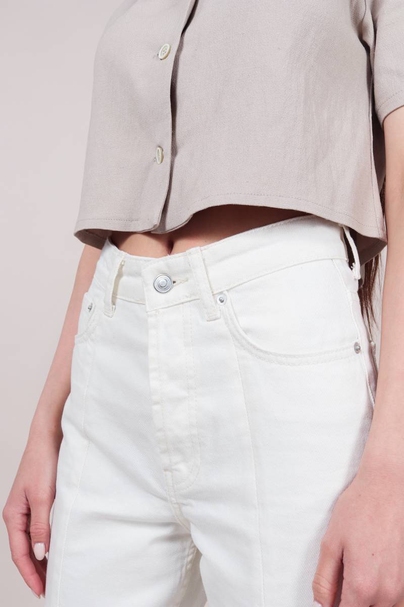 

Джинси "Іллінойс" з розрізами спереду для низького та середнього зросту ROMASHKA молочні, Молочный, Иллинойс