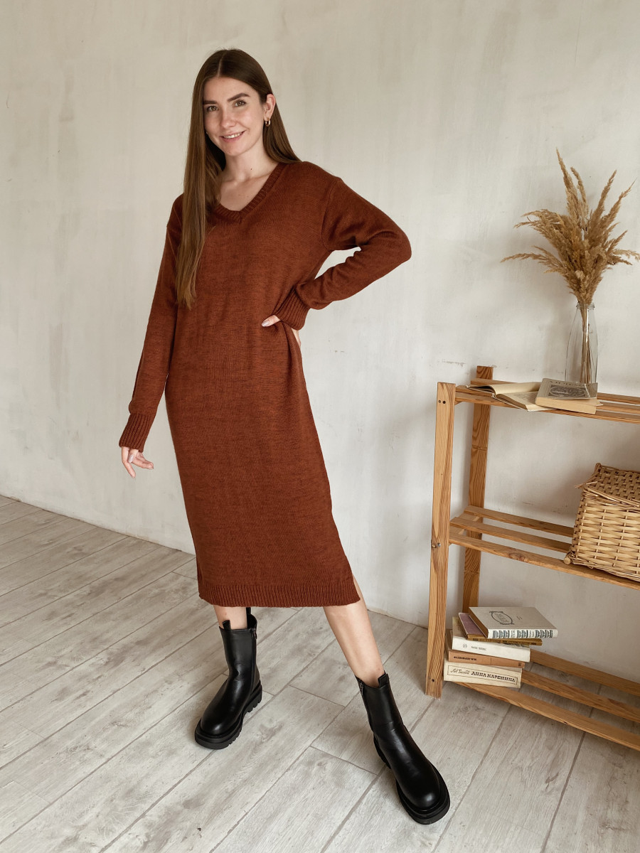 

Платье Сиракузы вязаное длины миди Romashka, Коричневый, S|M (5055), Сиракузы