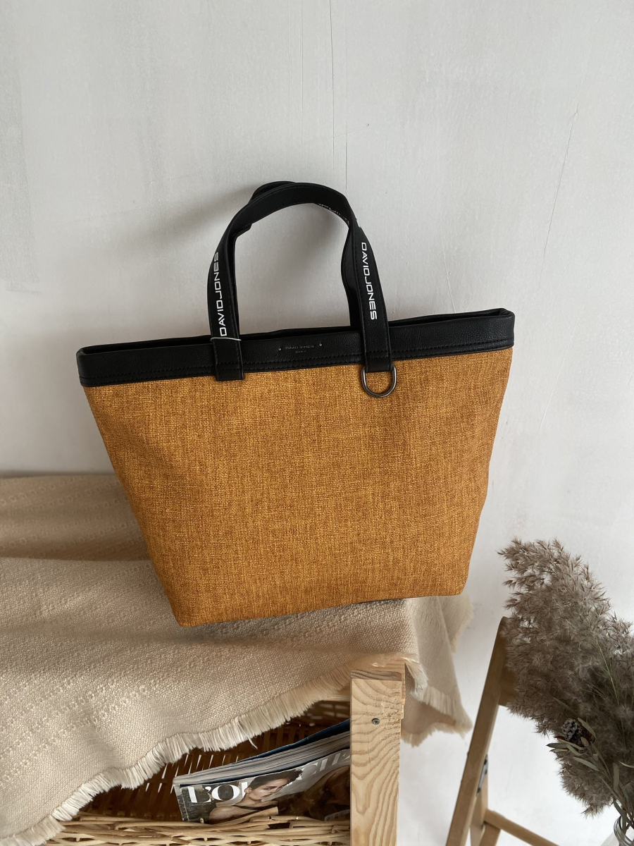 

Шоппер великий з довгим ремінцем в комплекті гірчичний, Горчичный, David Jones