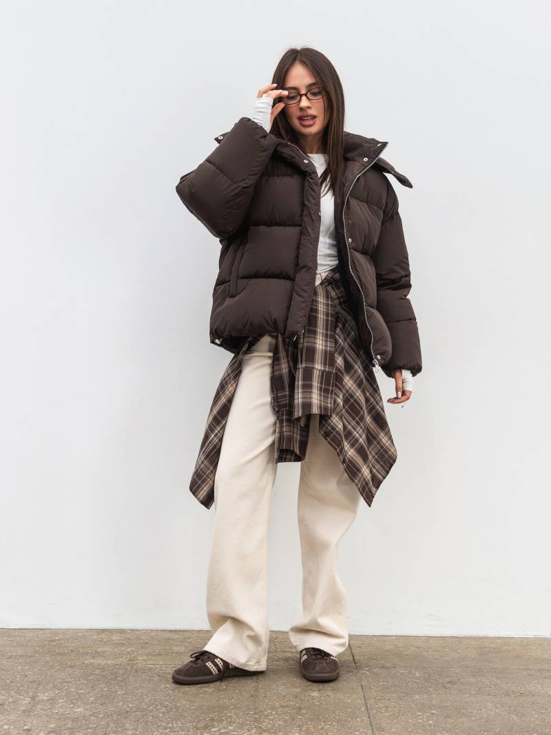 Пуховик "Монблан" Romashka, Коричневый, S|M 19863