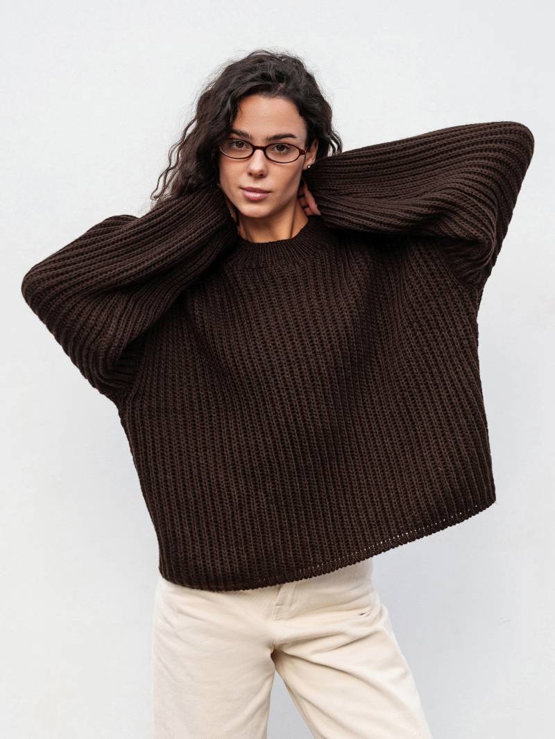 Свитер "Кентукки" свободного кроя Romashka, Темно-коричневый, One size 19731