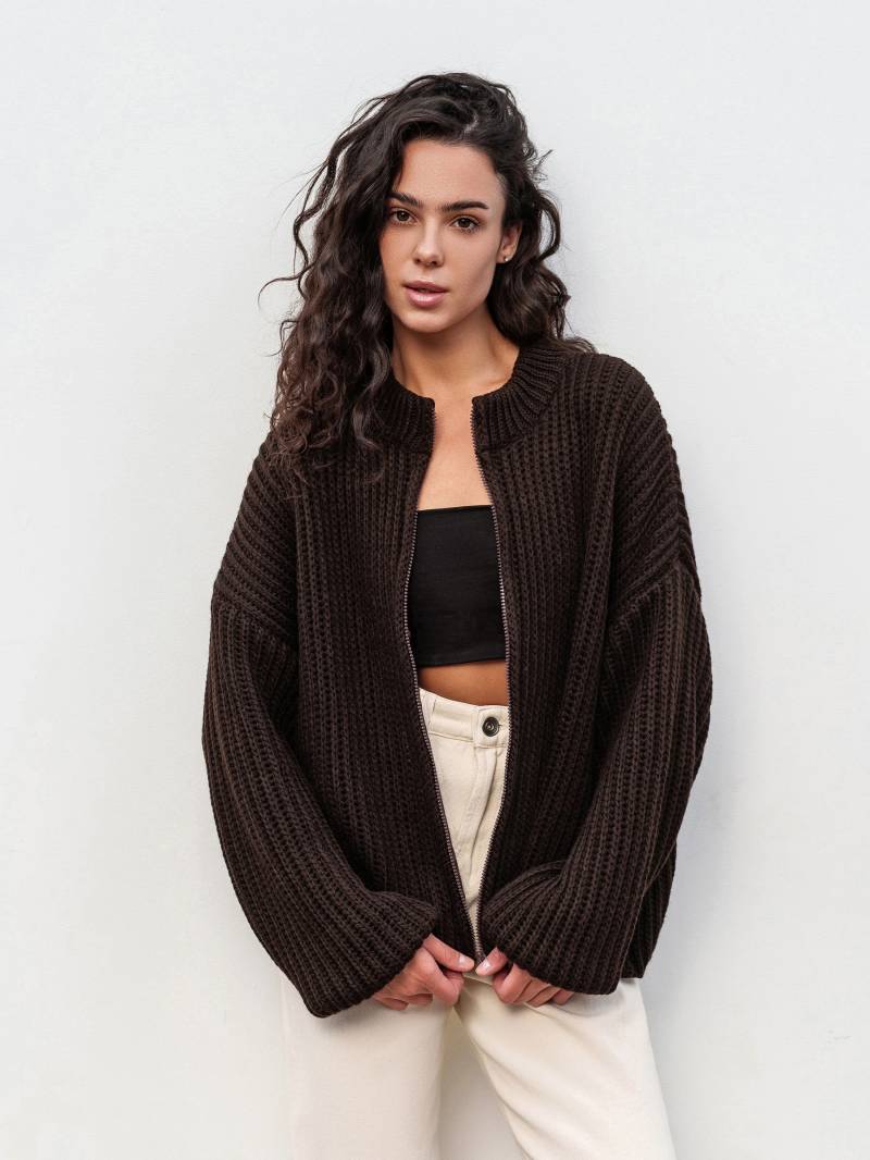 Вязаный бомбер "Данди" Romashka, Темно-коричневый, Оne size 19732