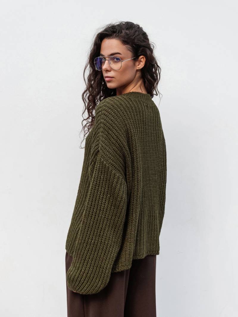 Свитер "Кентукки" свободного кроя Romashka, Оливковый, One size 19705