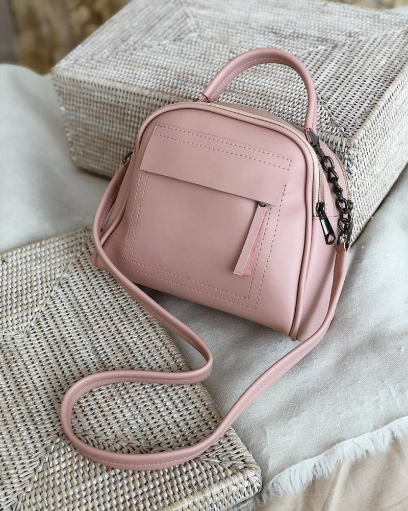 Сумка-бочонок "Салинас" на молнии с длинным ремешком в комплекте Romashka,, Светлая пудра (1097)