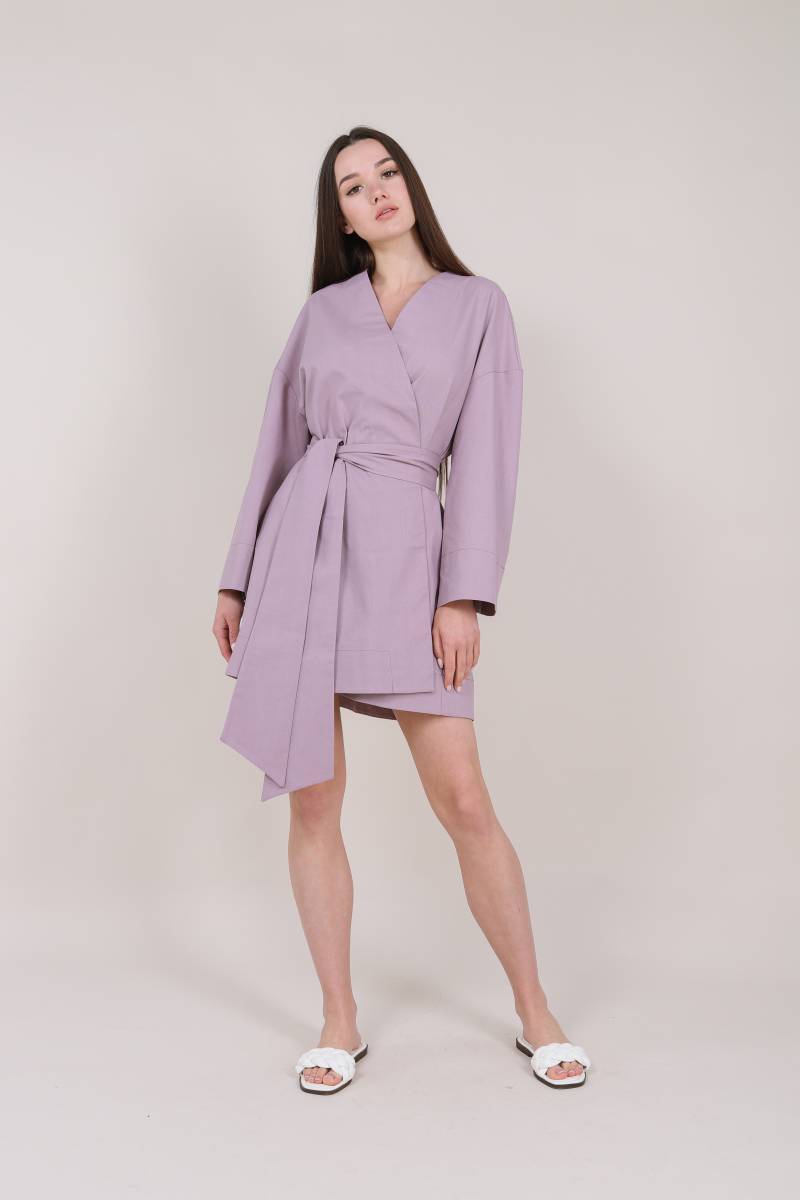 Платье кимоно "Токио" с пояском ROMASHKA, Пудра, One size (4578)