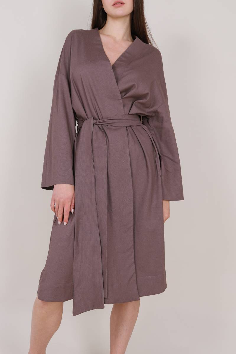 Платье кимоно "Токио" длины миди с пояском Romashka, Кофейный, One size (4651)