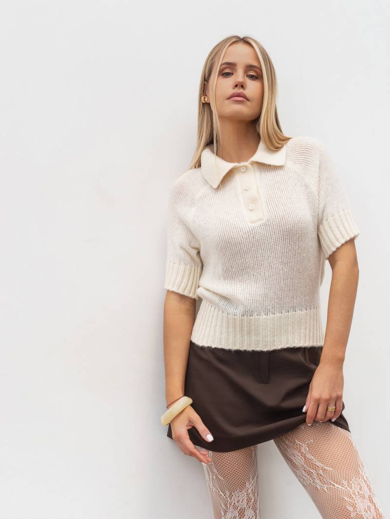 Вязаное поло "Скай" Romashka, Молочный, One size 20108