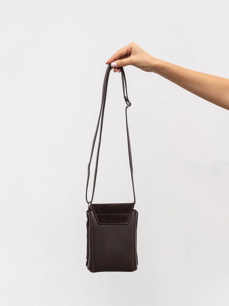 Сумка с комбинацией натуральной замши "Тея" Romashka, Коричневый+ 19925