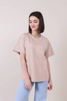 Футболка "Мичиган" свободного кроя Romashka, Светло-бежевый, S|M (5884)