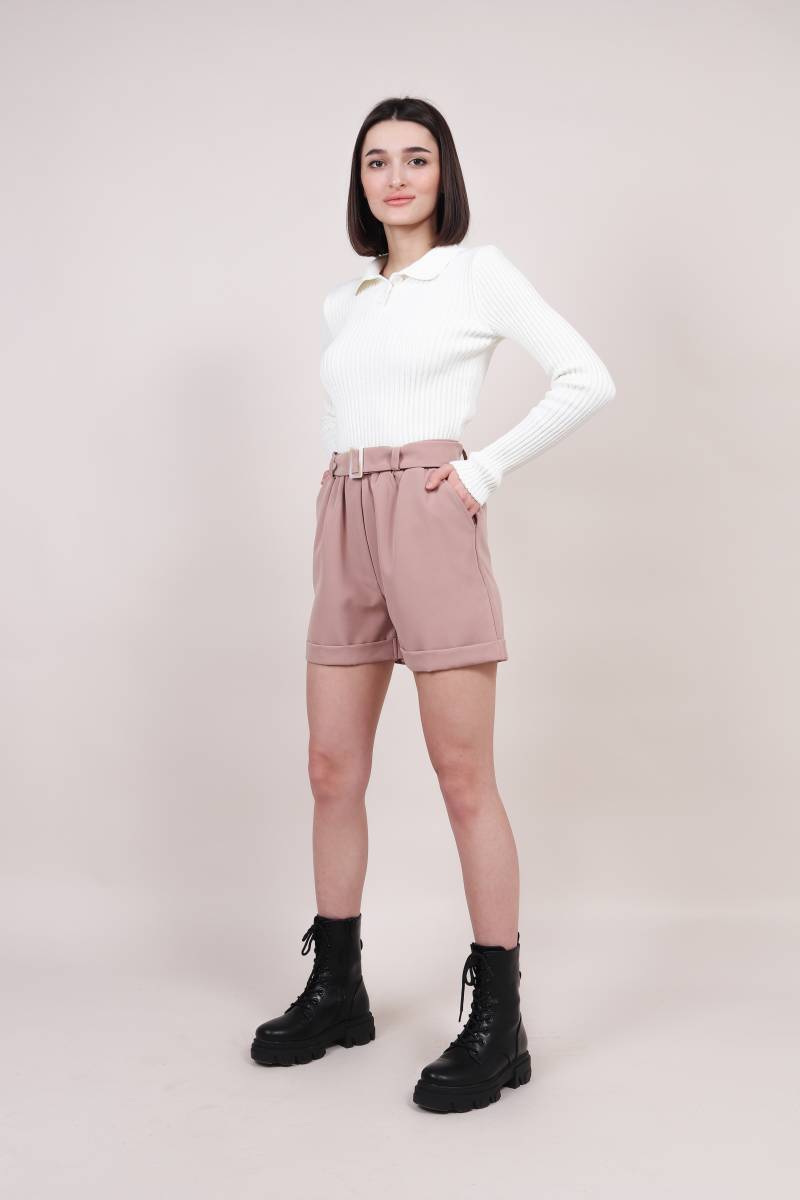 Шорты "Техас" с подворотом на пояске Romashka, Песочный, S (4190)