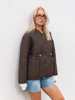 Куртка стеганая "Панкейк" Romashka, Коричневый, XS|S 19565