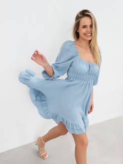 Платье с воланами "Авила" Romashka, Голубой, M|L 17857