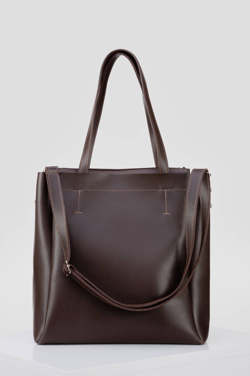 Шоппер "Равенна" с кисточками с длинными ручками и ремнем Romashka, Коричневый 11025