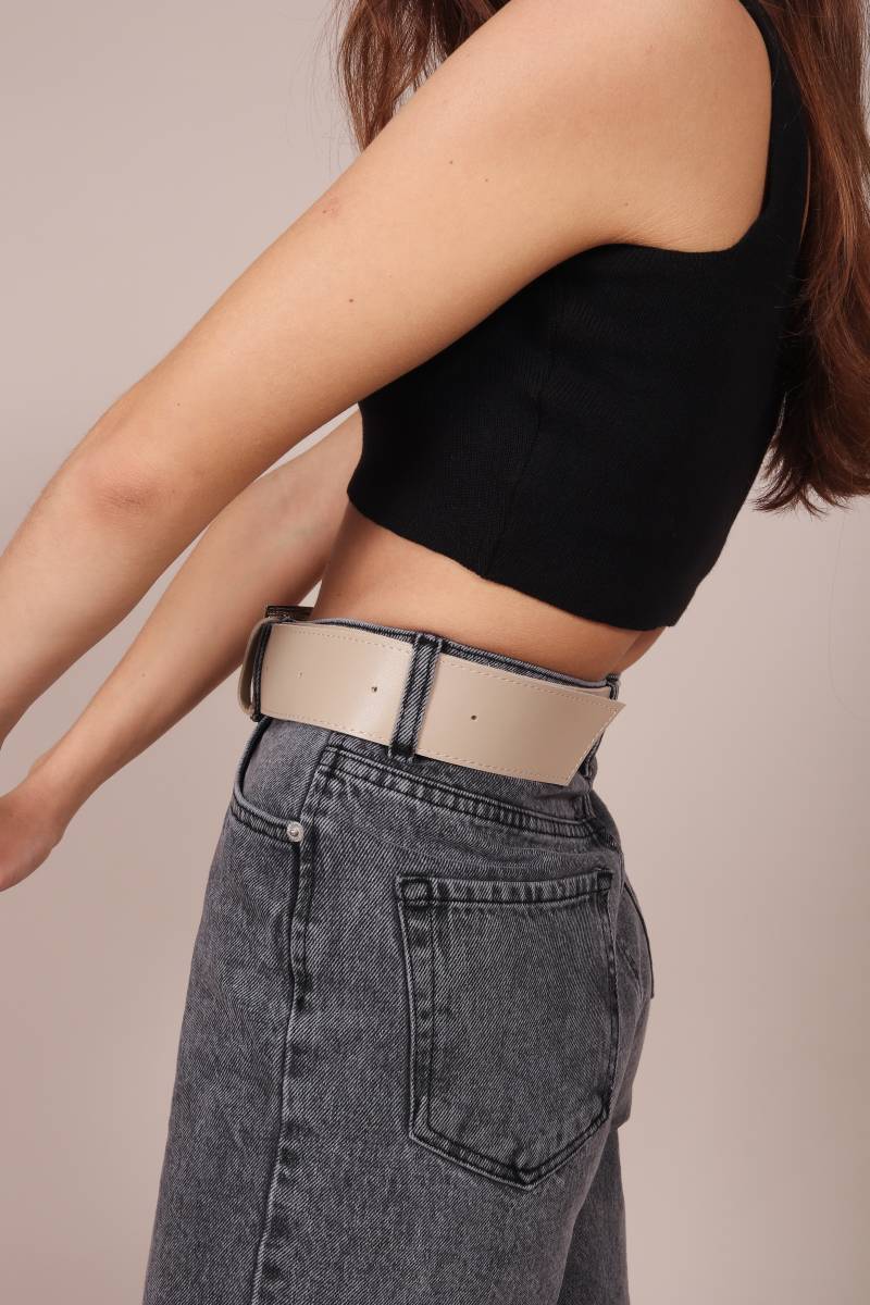 Ремень "Томар" с квадратной пряжкой Romashka, Бежевый (5261)