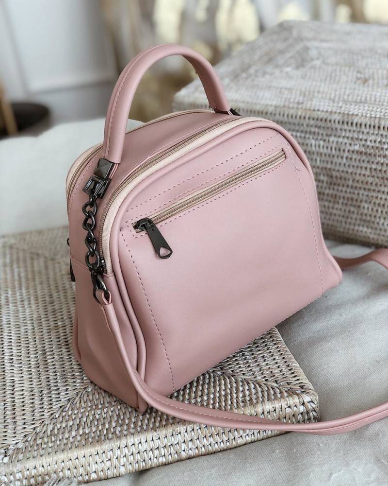 Сумка-бочонок "Салинас" на молнии с длинным ремешком в комплекте Romashka,, Светлая пудра (1097)