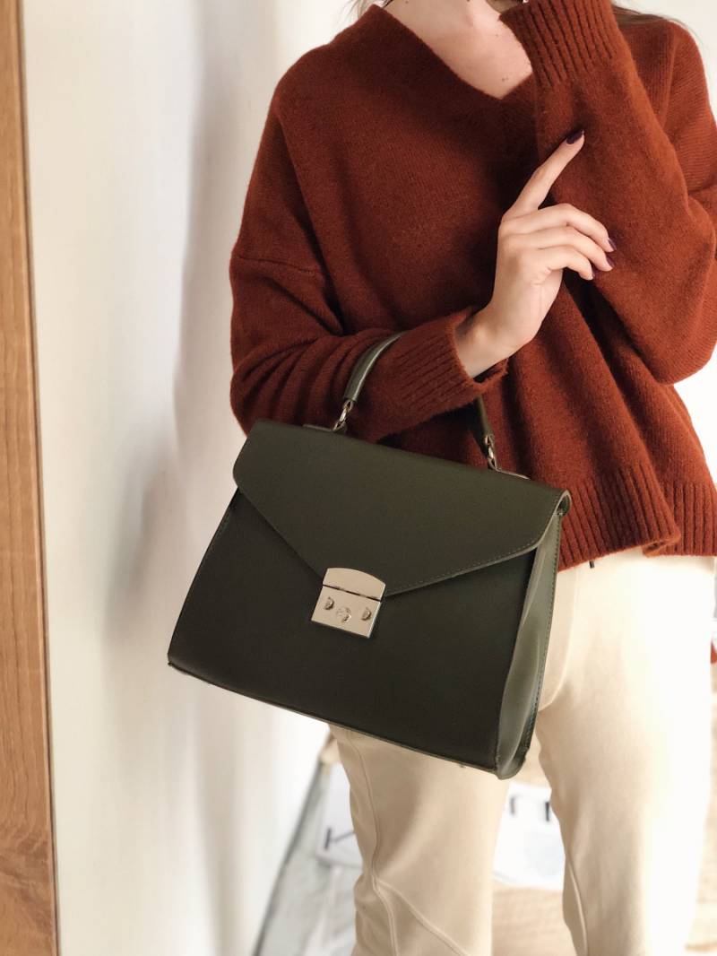 Сумка трапеция классическая в виде конвертика Romashka, Хаки (1062)