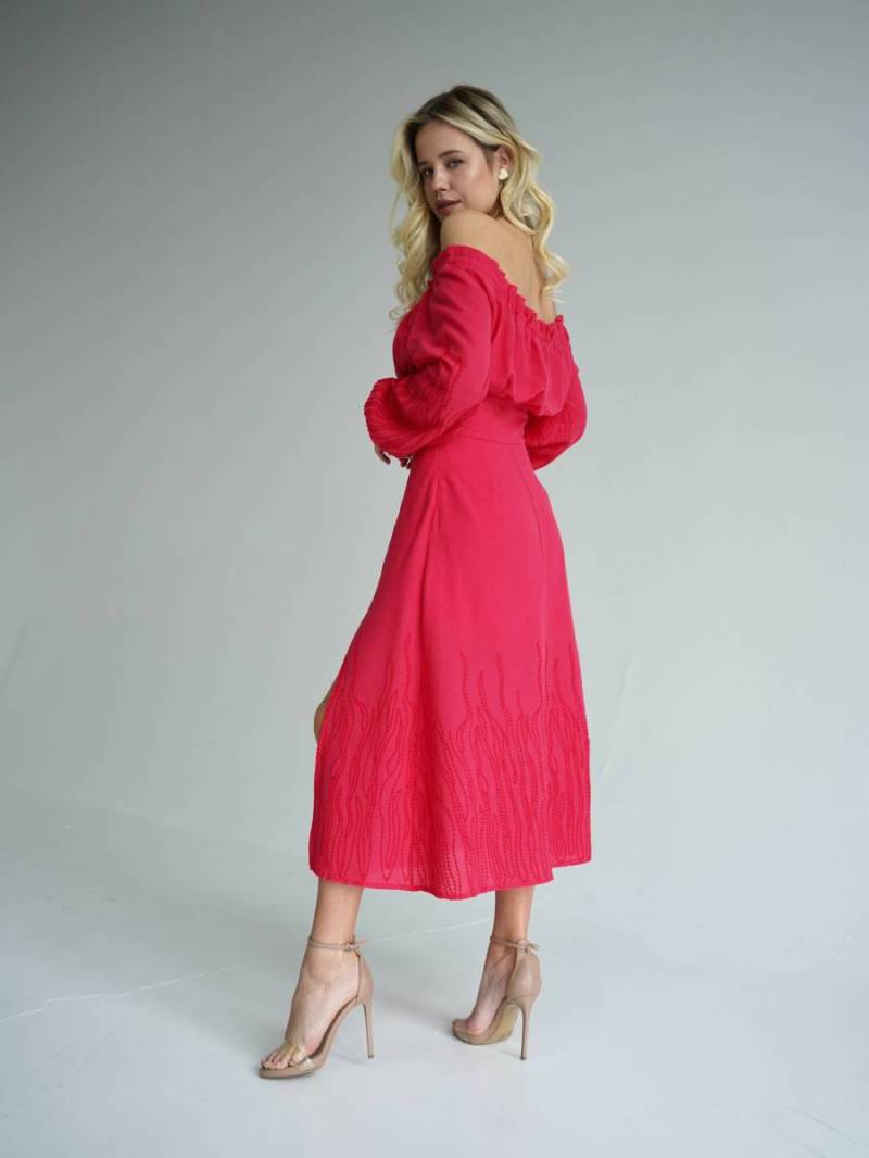 Платье "Альби" длины миди с разрезом Romashka, Розовый, S 15411