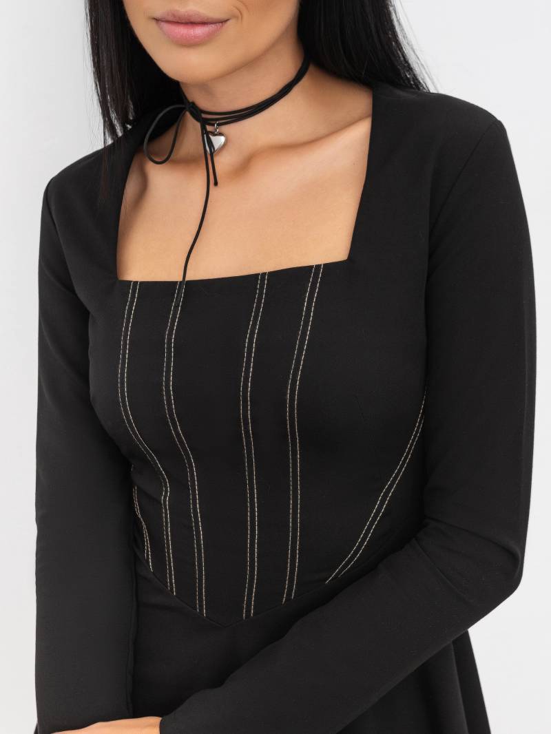 Платье "Луизиана" с имитацией корсета Romashka, Черный, XS|S 12779