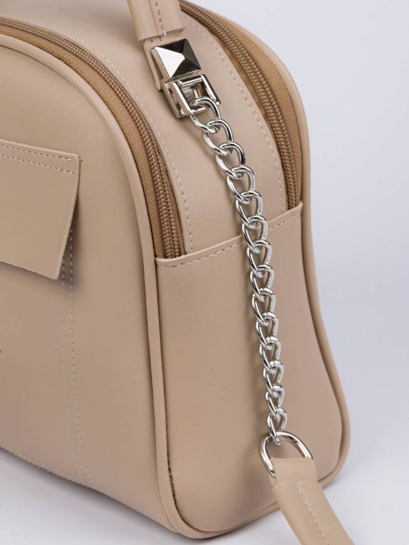 Сумка-бочонок "Салинас" на молнии с длинным ремешком в комплекте Romashka, Бежевый (1094)