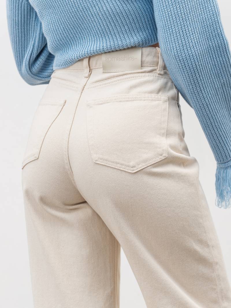 Джинсы "Тайт" Romashka, Молочный, M 18969