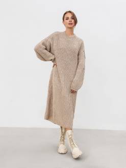 Вязаное платье "Кассель" Romashka, Светло-бежевый, One size 16924