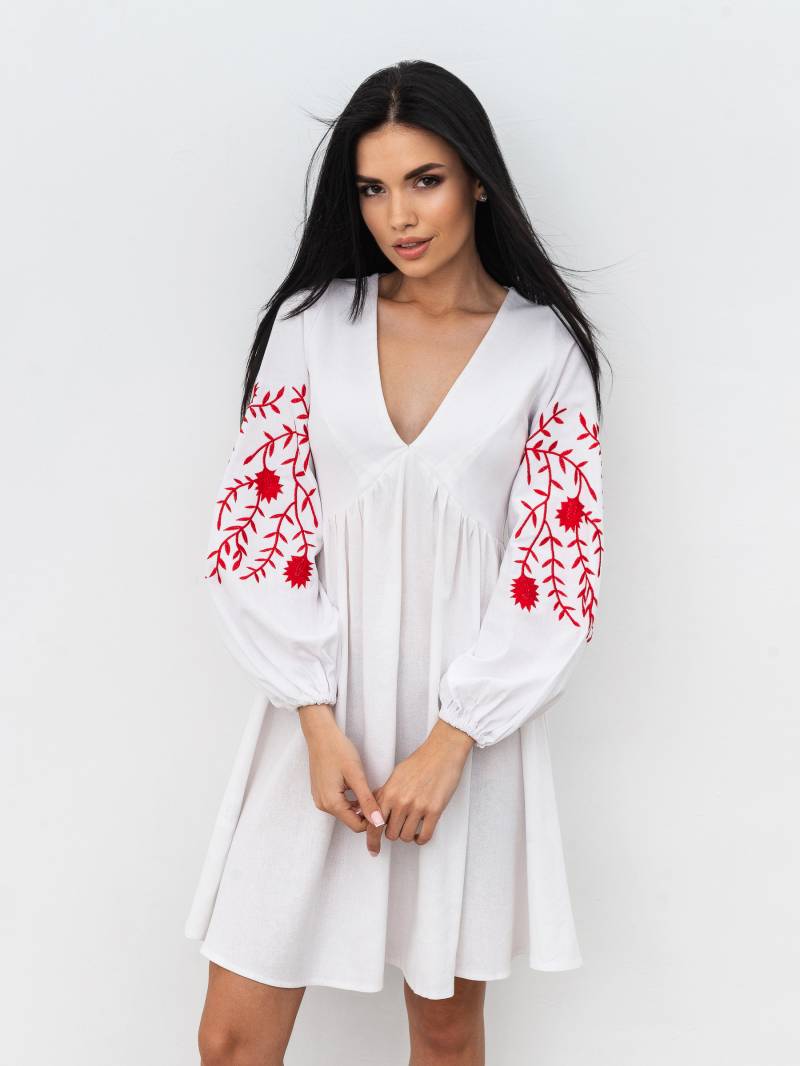 Платье с вышивкой "Калькутта" Romashka, Белый, M 13419