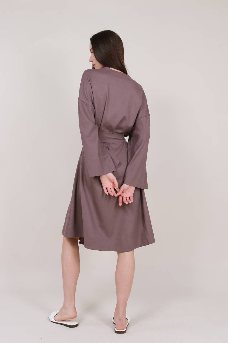 Платье кимоно "Токио" длины миди с пояском Romashka, Кофейный, One size (4651)