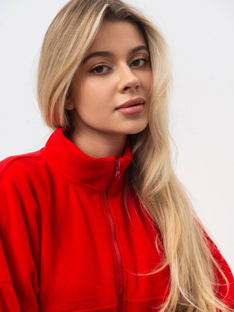 Удлиненный флисовый бомбер "Норд" Romashka, Красный, L|XL 19985