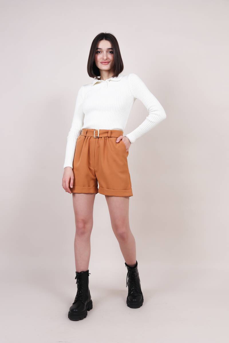 Шорты "Техас" с подворотом на пояске Romashka, Терракотовый, S (4193)