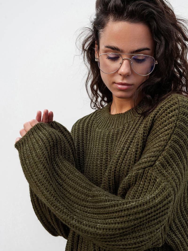 Свитер "Кентукки" свободного кроя Romashka, Оливковый, One size 19705