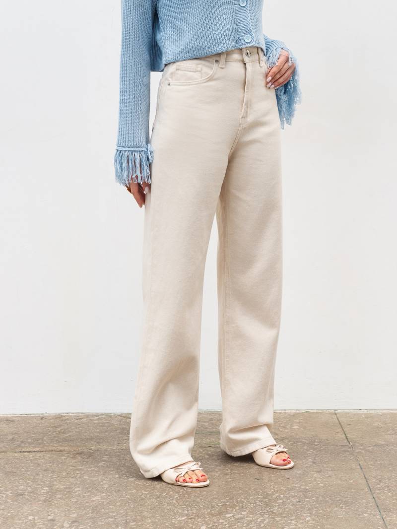 Джинсы "Тайт" Romashka, Молочный, M 18969