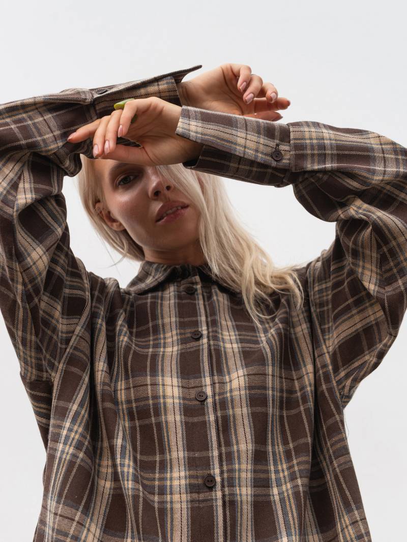 Рубашка "Паттерн" Romashka, Коричневый+, L|ХL 19598