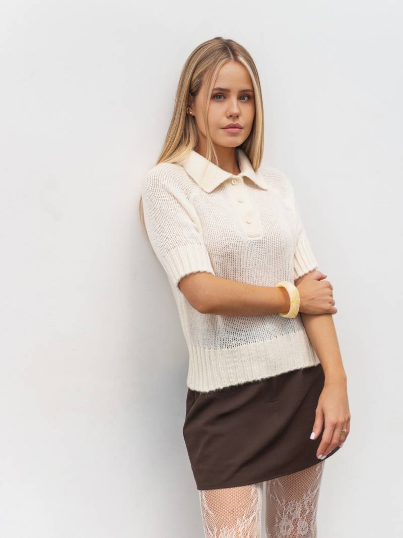 Вязаное поло "Скай" Romashka, Молочный, One size 20108