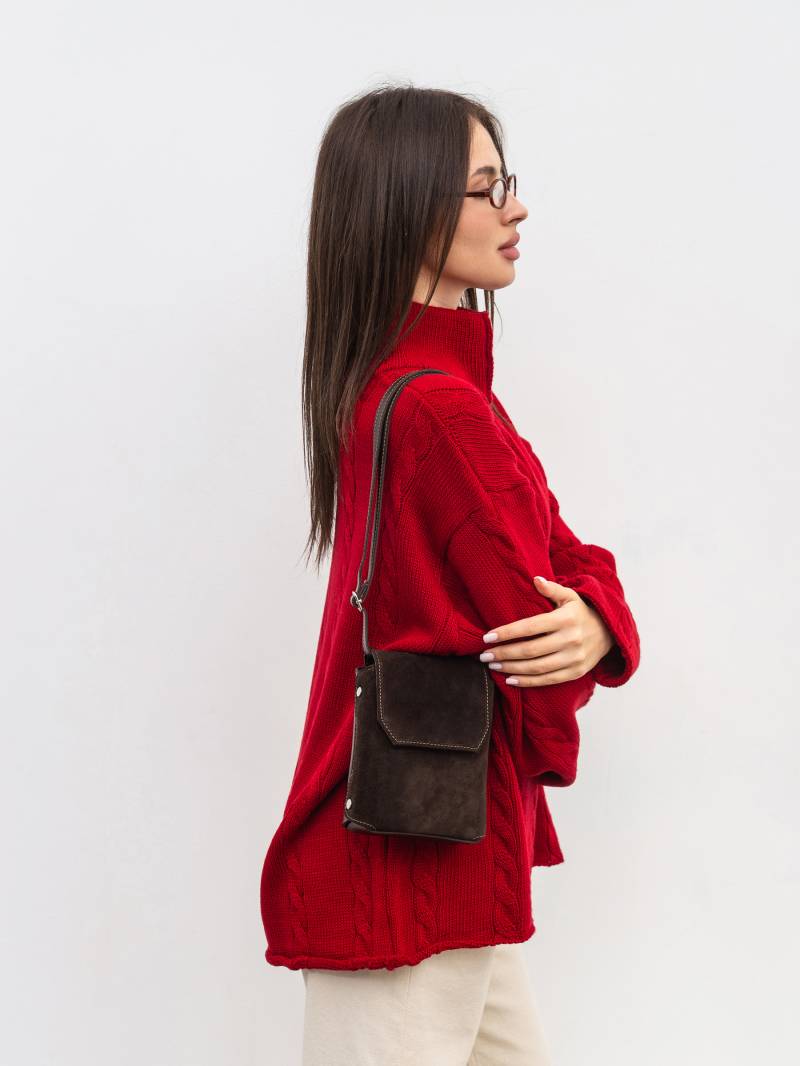 Сумка с комбинацией натуральной замши "Тея" Romashka, Коричневый+ 19925