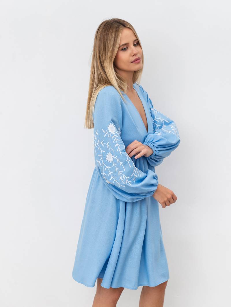 Платье с вышивкой "Калькутта" Romashka, Голубой, M 16170