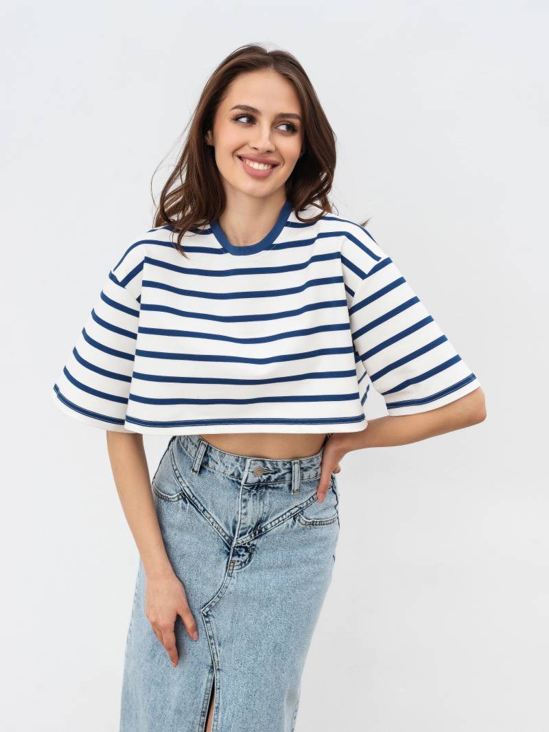 Футболка "Орхус" укороченная Romashka, Синий+, One size 15522