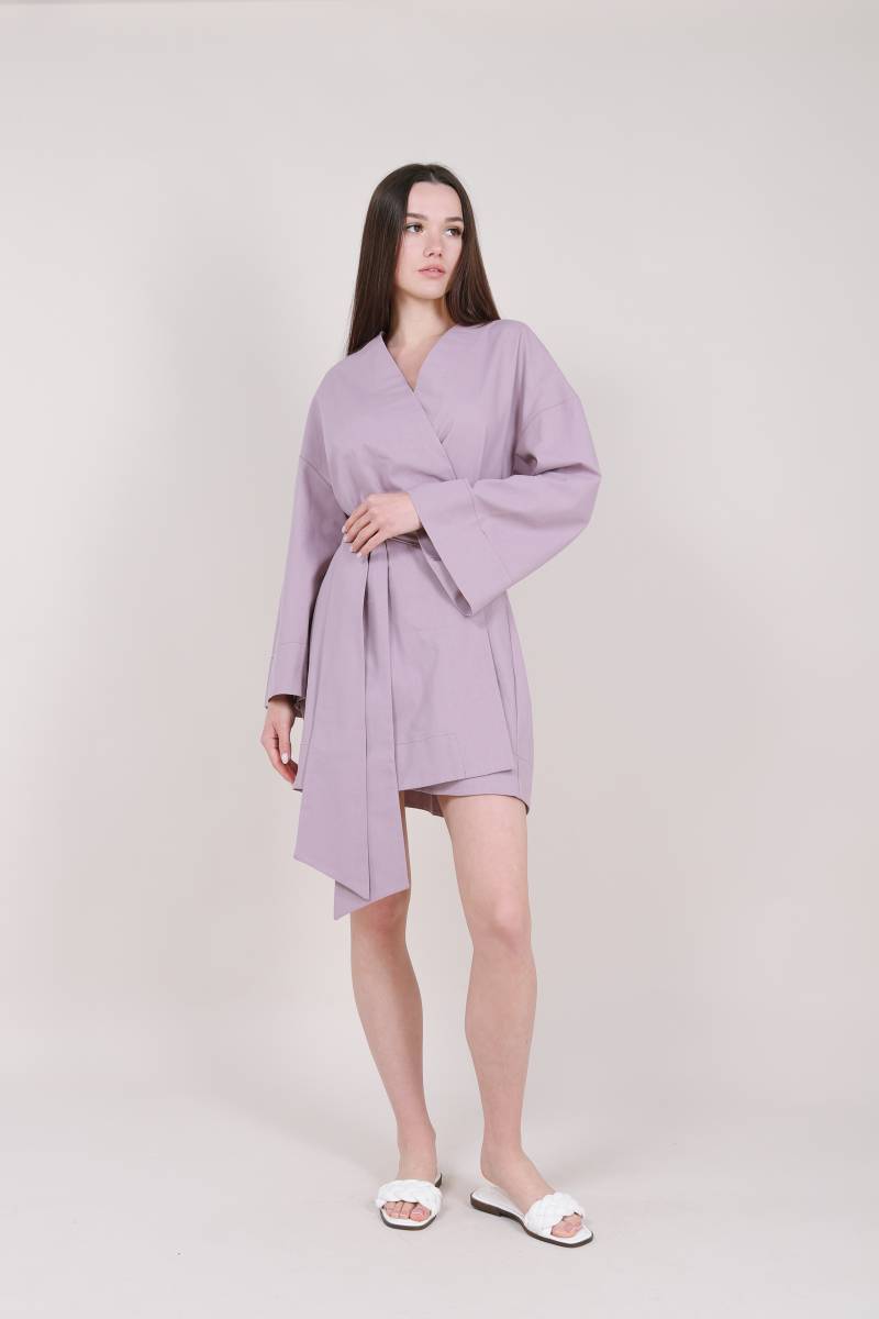 Платье кимоно "Токио" с пояском ROMASHKA, Пудра, One size (4578)