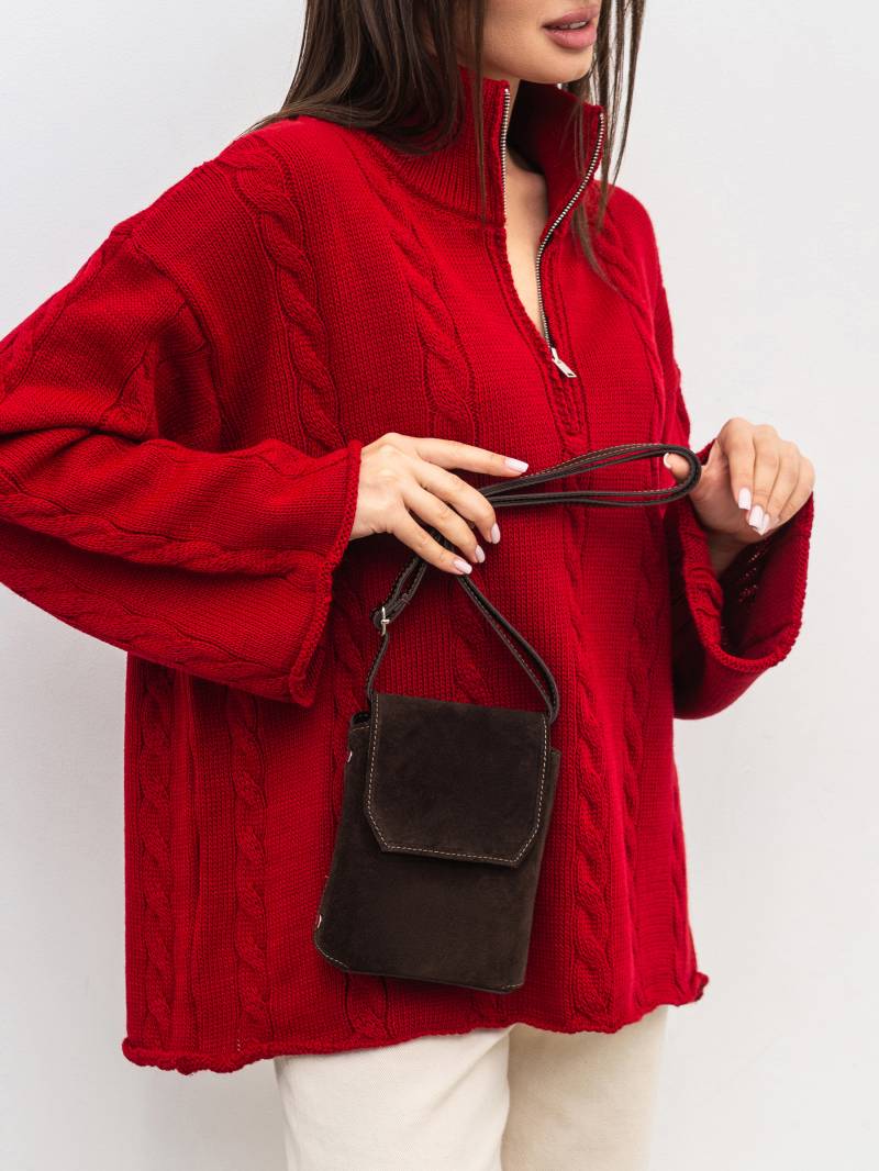 Сумка с комбинацией натуральной замши "Тея" Romashka, Коричневый+ 19925