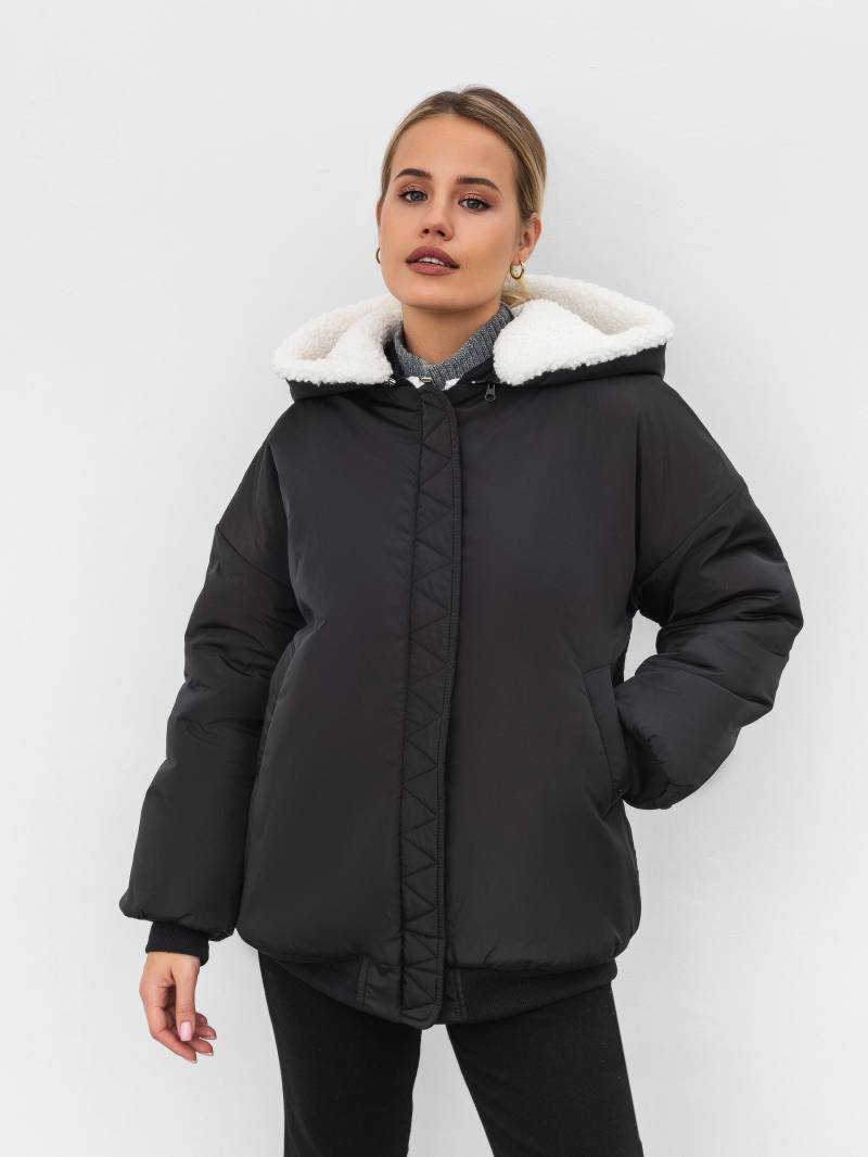 Бомбер "Котор" двухсторонний лаконичного дизайна Romashka, Черный, S|M 11404