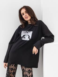 Лонг «Джои» с принтом Romashka, Черный, One size 17098