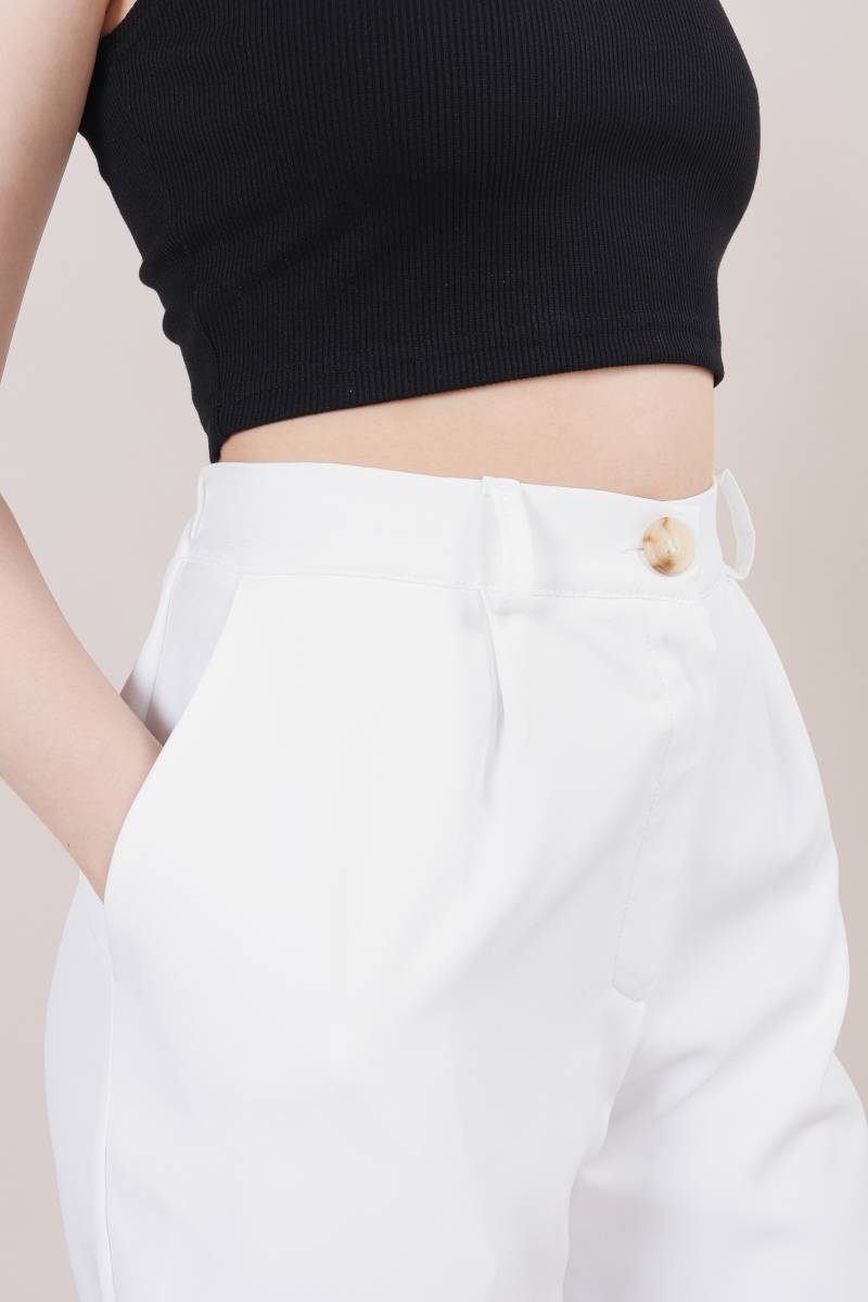 Шорты-бермуды "Колорадо" с высокой посадкой под пояс Romashka, Белый, L (4181)