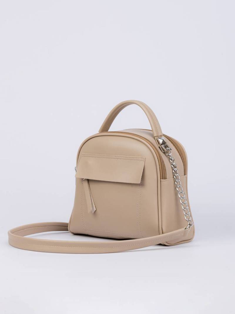 Сумка-бочонок "Салинас" на молнии с длинным ремешком в комплекте Romashka, Бежевый (1094)