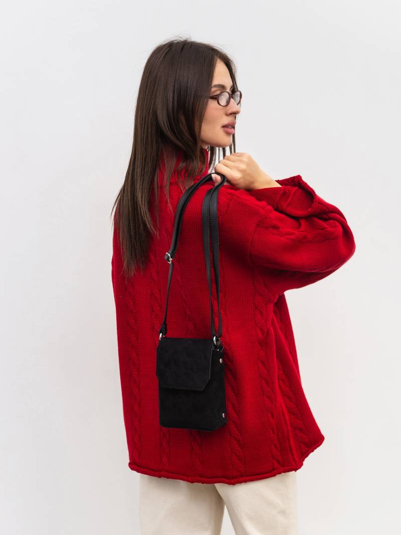 Сумка с комбинацией натуральной замши "Тея" Romashka, Черный+ 19924