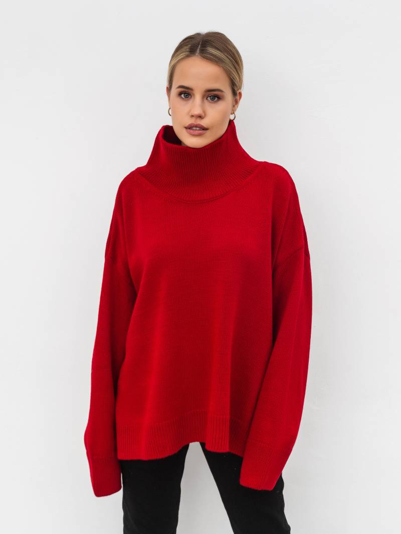 Свитер "Норвегия" свободного кроя Romashka, Красный, One size 17034