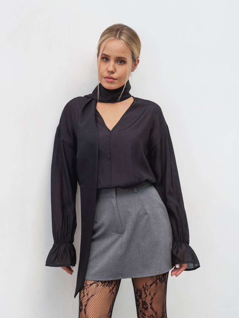 Блуза из тенселя "Сонет" Romashka, Черный, M|L 20191