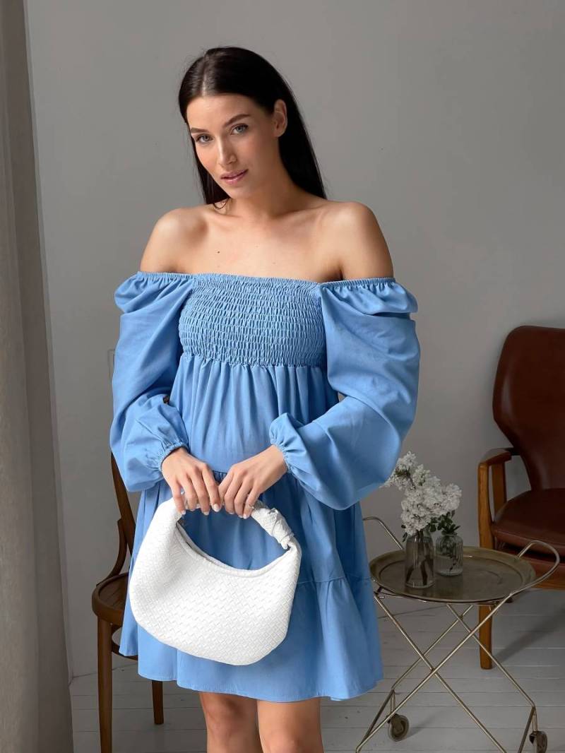 Платье "Мессина" свободного кроя Romashka, Голубой, XS|S 9863