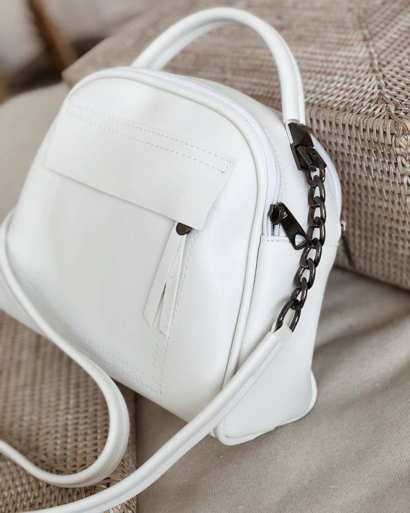 Сумка-бочонок "Салинас" на молнии с длинным ремешком в комплекте Romashka, Белый (1095)