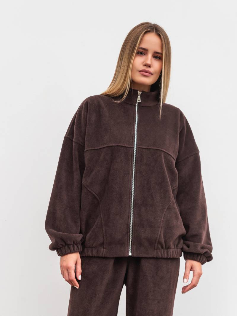 Удлиненный флисовый бомбер "Норд" Romashka, Коричневый, M|L 19783